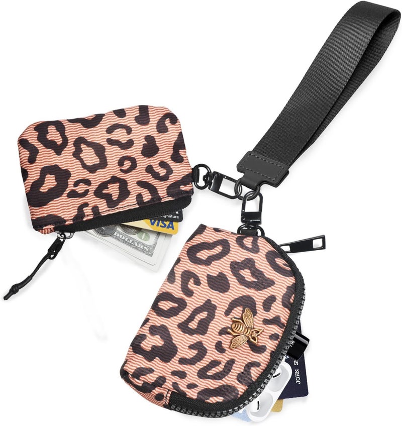 COOLANS Mini Wristlet Wallets Dual Pouch,Around Wristlet Handbag Wallet for Women Zip Cards Holder,Wristlet Bracelet Purse - Image 4